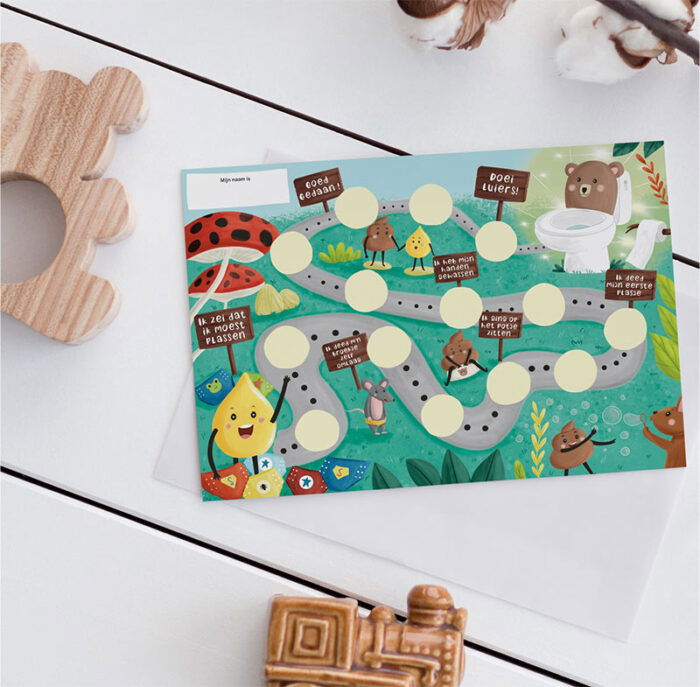 Set van 3 plaskaarten , 3 stickervellen met beloningsstickers en plasdiploma - Afbeelding 2